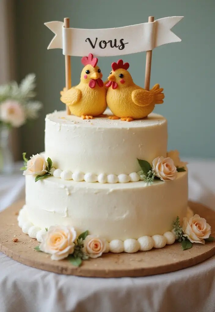 25+ Funny and Creative Chicken Cake Ideas You’ll Cluck Over - 25. The Clucking Vows Cake