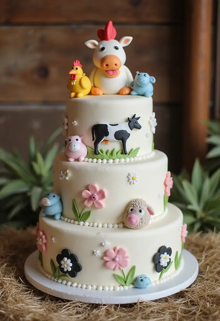 25+ Funny and Creative Chicken Cake Ideas You’ll Cluck Over - 4. Farmyard Friends Cake