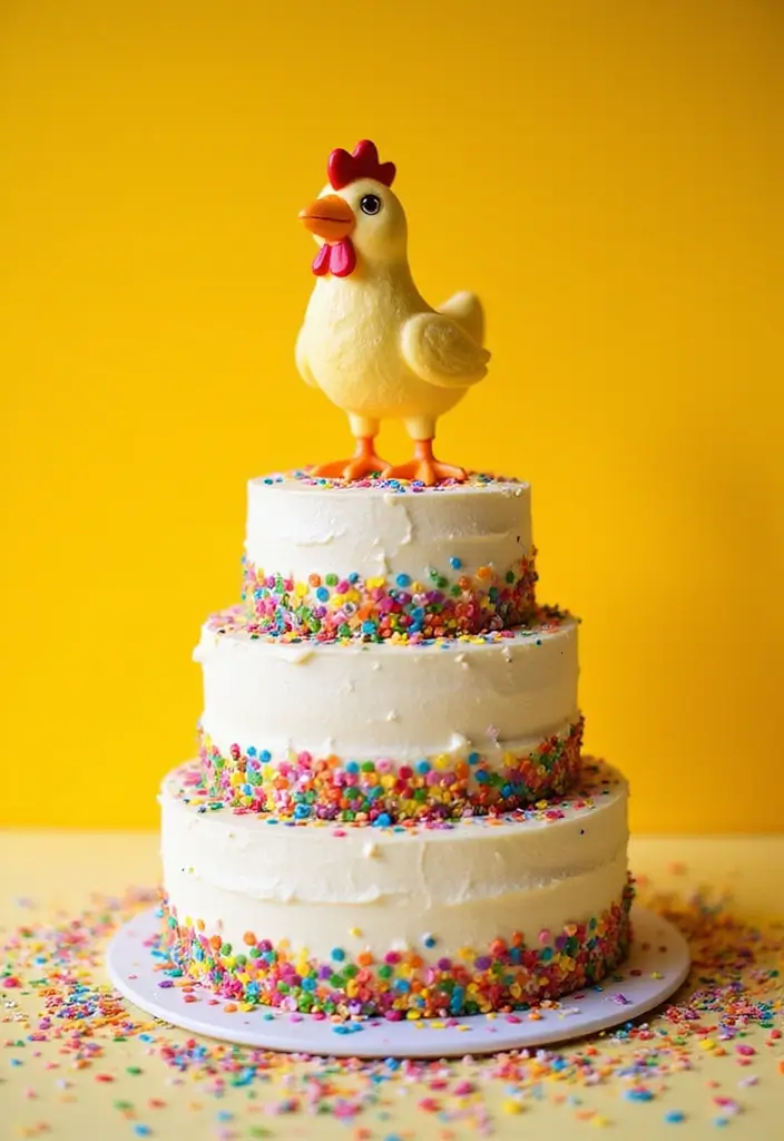 25+ Funny and Creative Chicken Cake Ideas You’ll Cluck Over - 5. Clucking Confetti Cake
