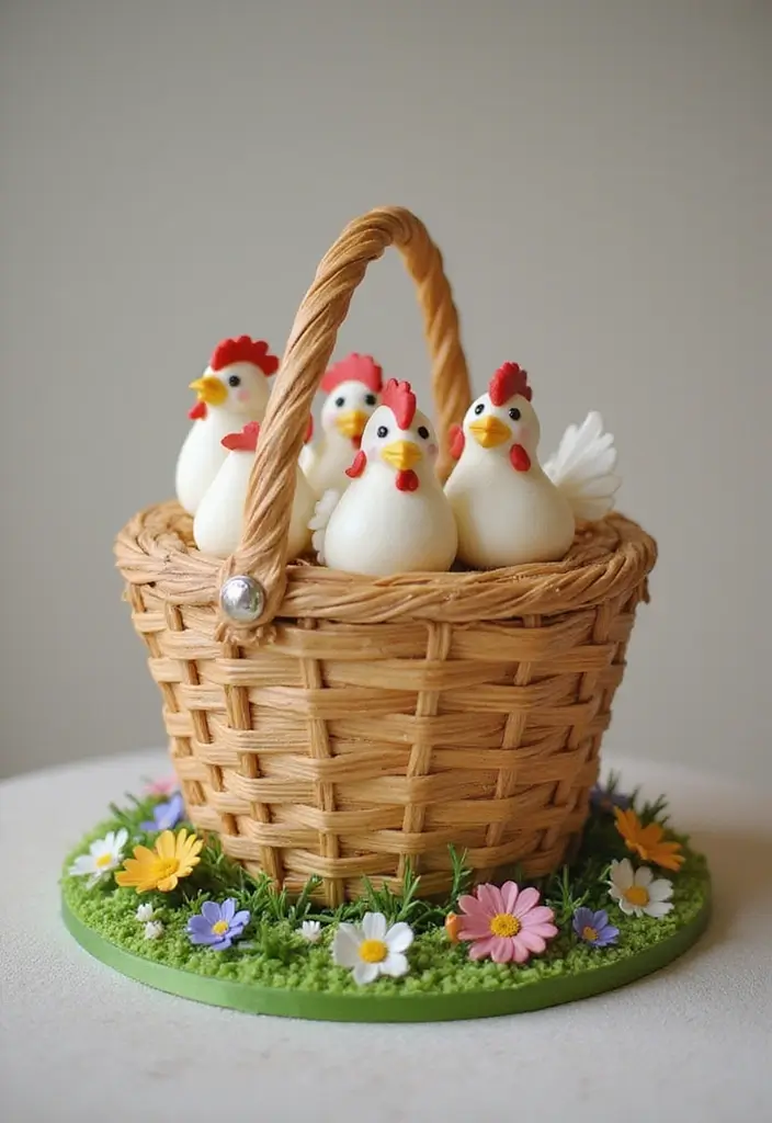 25+ Funny and Creative Chicken Cake Ideas You’ll Cluck Over - 6. Chicken in a Basket Cake