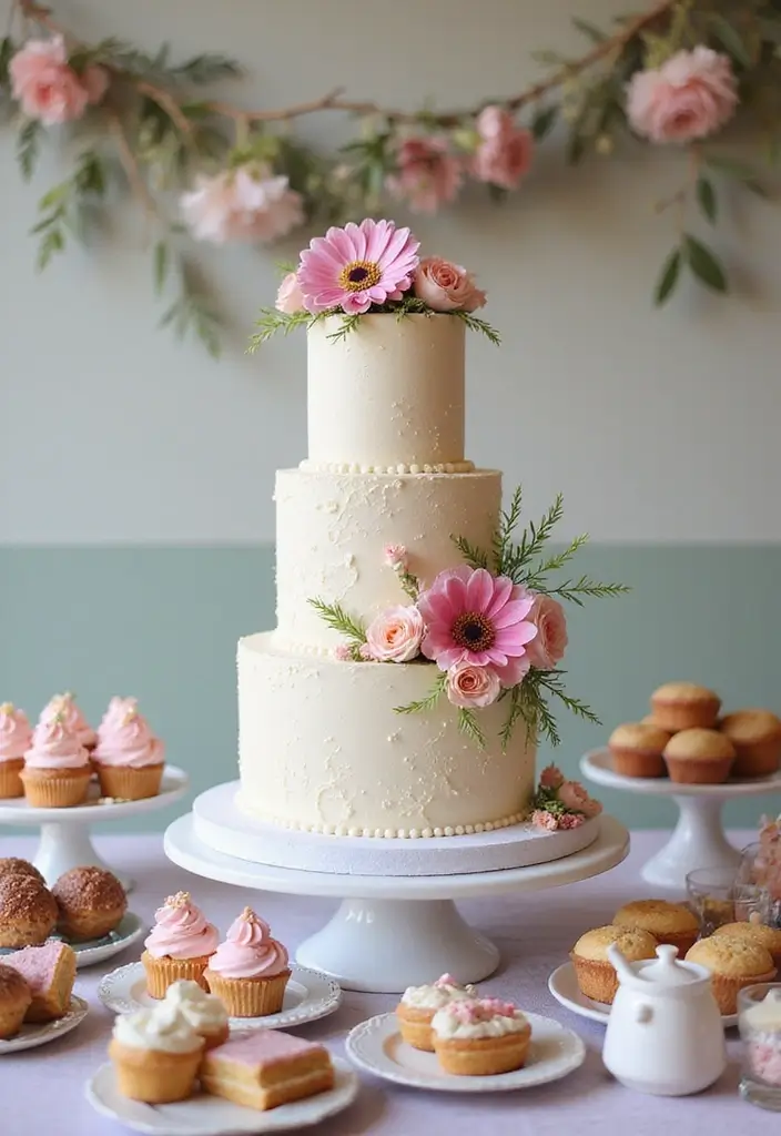 25+ Garden Tea Party Bridal Shower Ideas Straight from a Fairytale 43 25+ Garden Tea Party Bridal Shower Ideas Straight from a Fairytale - 7. Themed Dessert Table