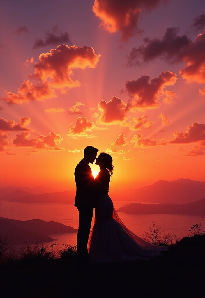 25+ Gorgeous Bridal Shower Backdrop Ideas for Stunning Photos - 11. Sunset Silhouette Backdrop