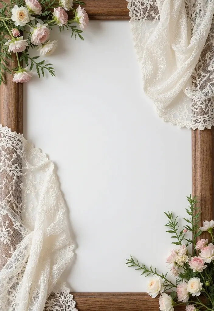 25+ Gorgeous Bridal Shower Backdrop Ideas for Stunning Photos - 13. Lace and Wood Combo