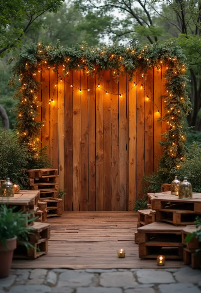 25+ Gorgeous Bridal Shower Backdrop Ideas for Stunning Photos - 5. Natural Wood Pallet Backdrop