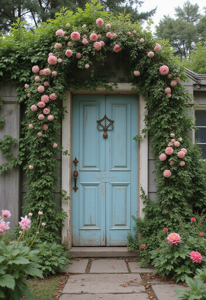 25+ Gorgeous Bridal Shower Backdrop Ideas for Stunning Photos - 7. Vintage Door Frame Setup