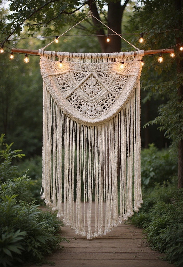 25+ Gorgeous Bridal Shower Backdrop Ideas for Stunning Photos - 8. Dreamy Macramé Curtain