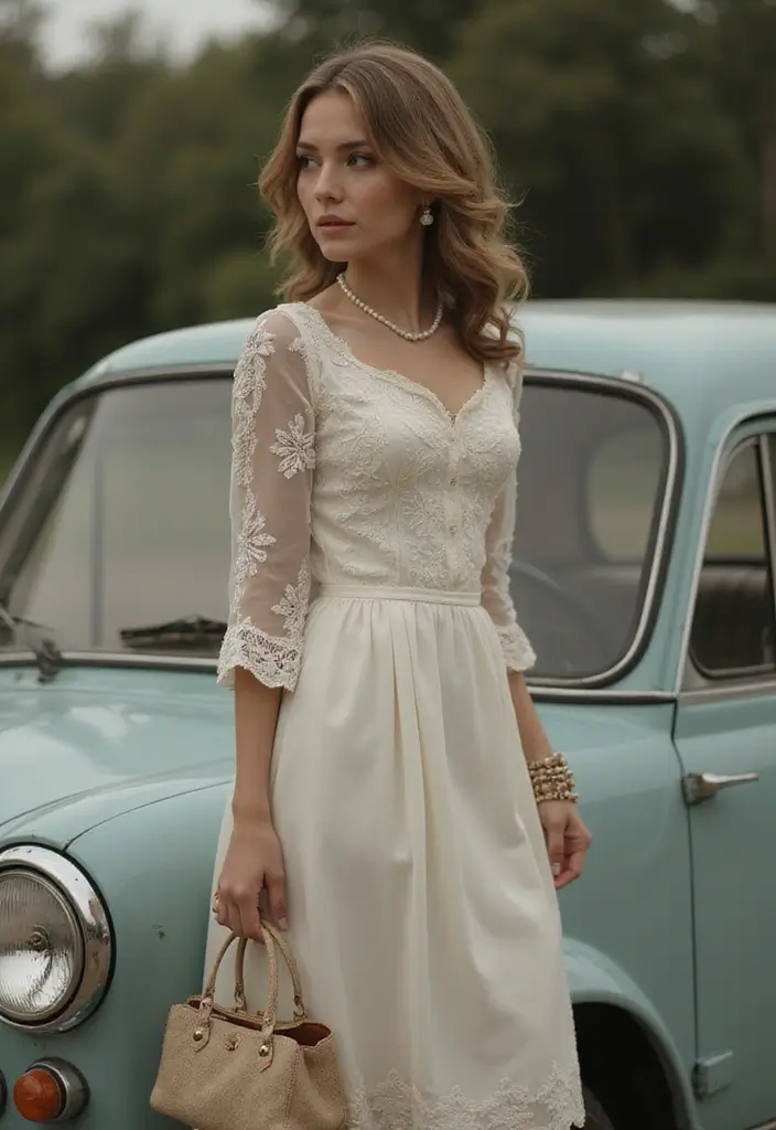 25+ Gorgeous Bridal Shower Dress Ideas for Every Style Bride - 5. Vintage Glamour