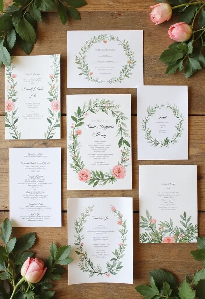 25+ Green Bridal Shower Ideas with Elegant Natural Vibes - 1. Botanical Invitations