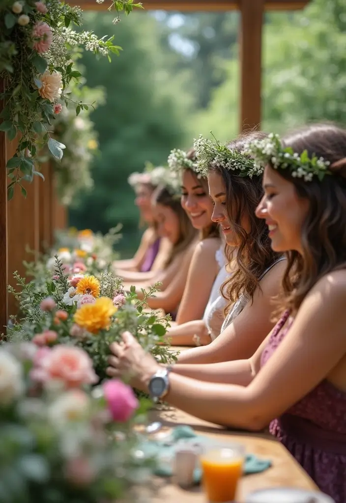 25+ Green Bridal Shower Ideas with Elegant Natural Vibes - 13. DIY Flower Crowns