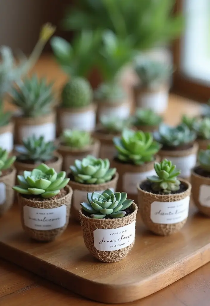 25+ Green Bridal Shower Ideas with Elegant Natural Vibes - 14. Succulent Party Favors