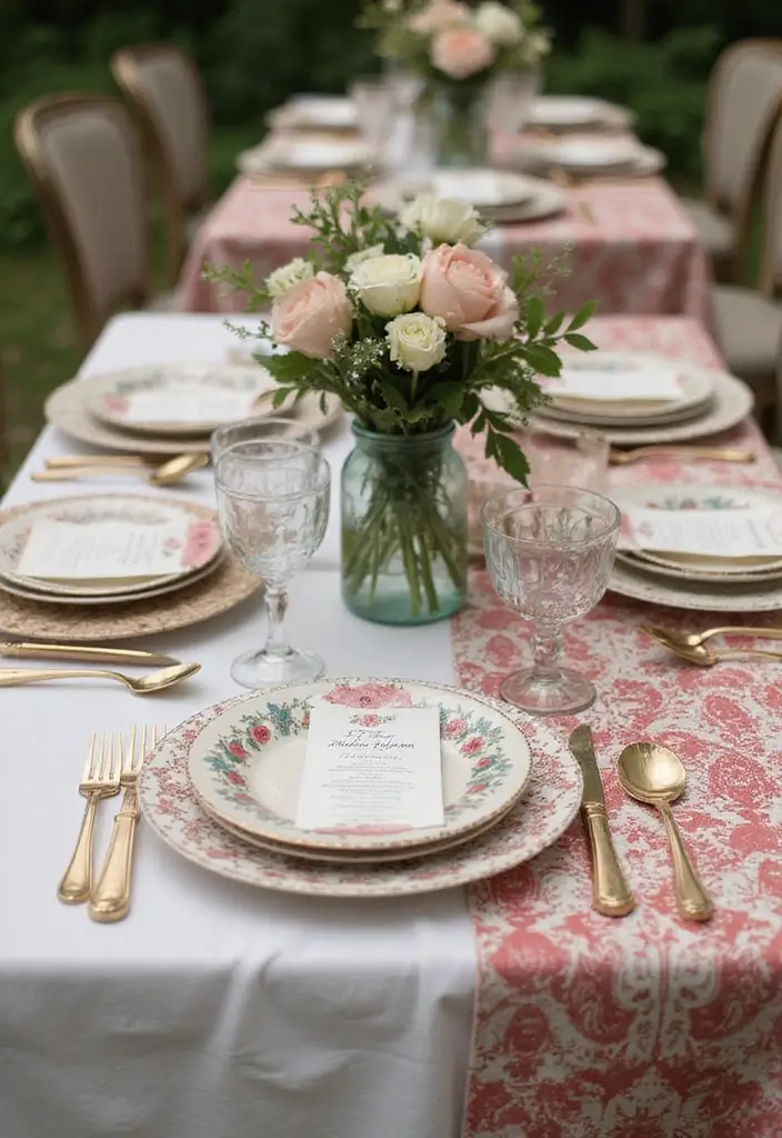 25+ Green Bridal Shower Ideas with Elegant Natural Vibes - 17. Vintage Table Linens