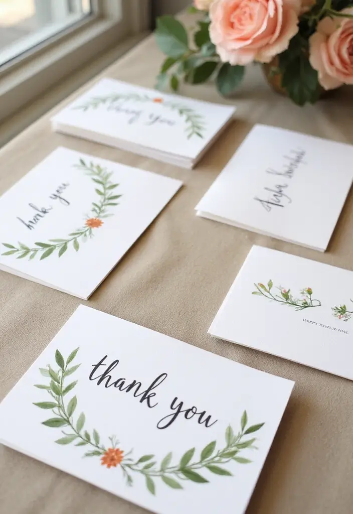 25+ Green Bridal Shower Ideas with Elegant Natural Vibes - 21. Customizable Eco-Friendly Thank You Cards