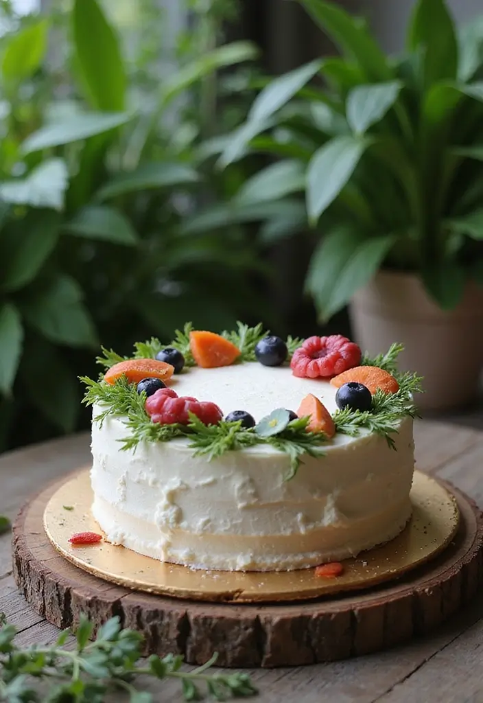 25+ Green Bridal Shower Ideas with Elegant Natural Vibes - 4. Nature-Inspired Cake
