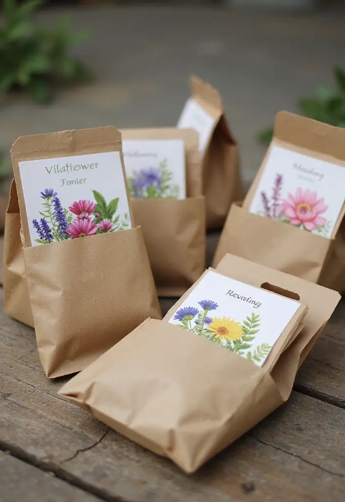 25+ Green Bridal Shower Ideas with Elegant Natural Vibes - 7. Wildflower Favor Bags