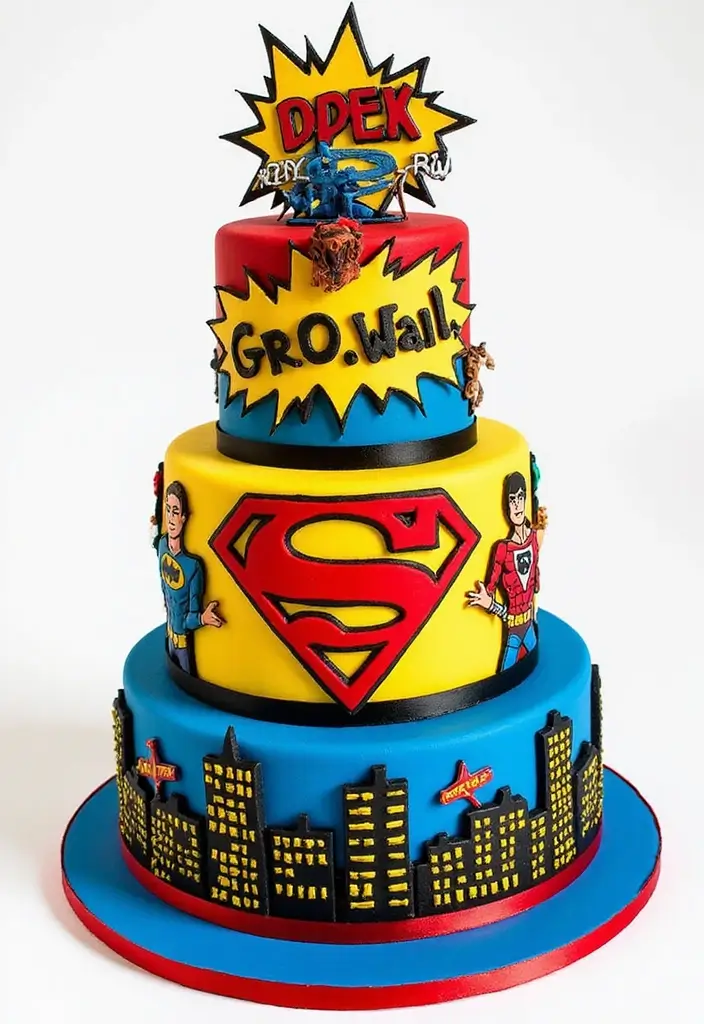 25+ Groom Cake Ideas That Are Fun - 1. Superhero Showdown