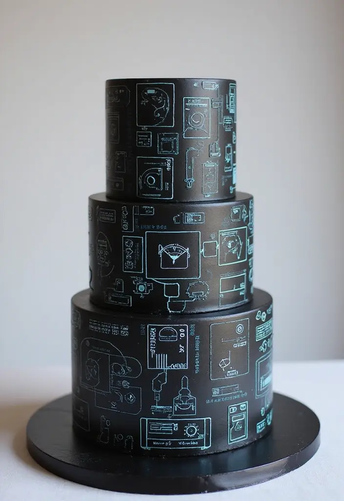 25+ Groom Cake Ideas That Are Fun - 20. Futuristic Tech
