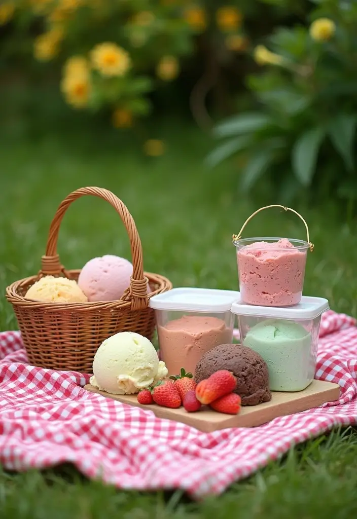 25+ Ice Cream Bridal Shower Ideas for a Sweet Summer Party - 11. Ice Cream Picnic Setup