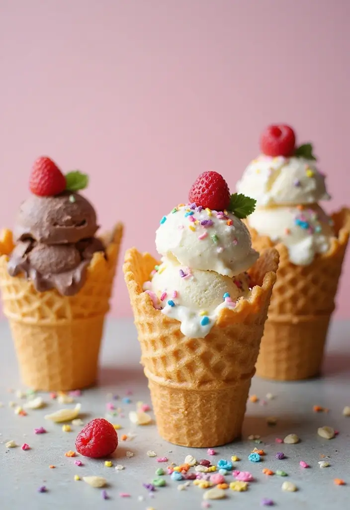 25+ Ice Cream Bridal Shower Ideas for a Sweet Summer Party - 17. Ice Cream Waffle Cups