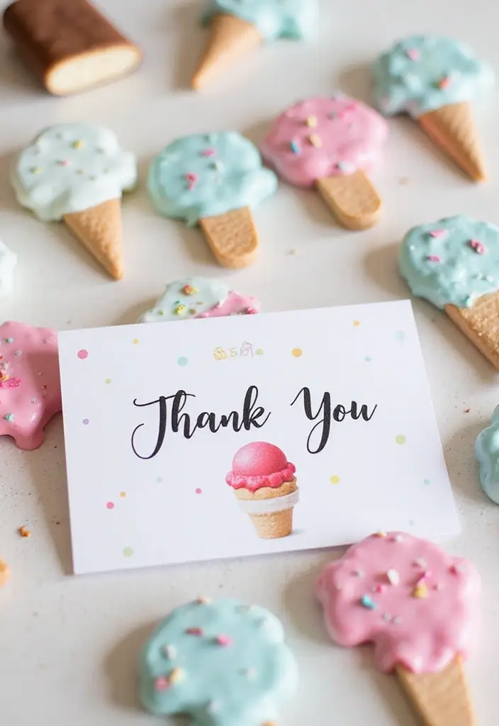 25+ Ice Cream Bridal Shower Ideas for a Sweet Summer Party - 20. Ice Cream-Themed Thank You Notes
