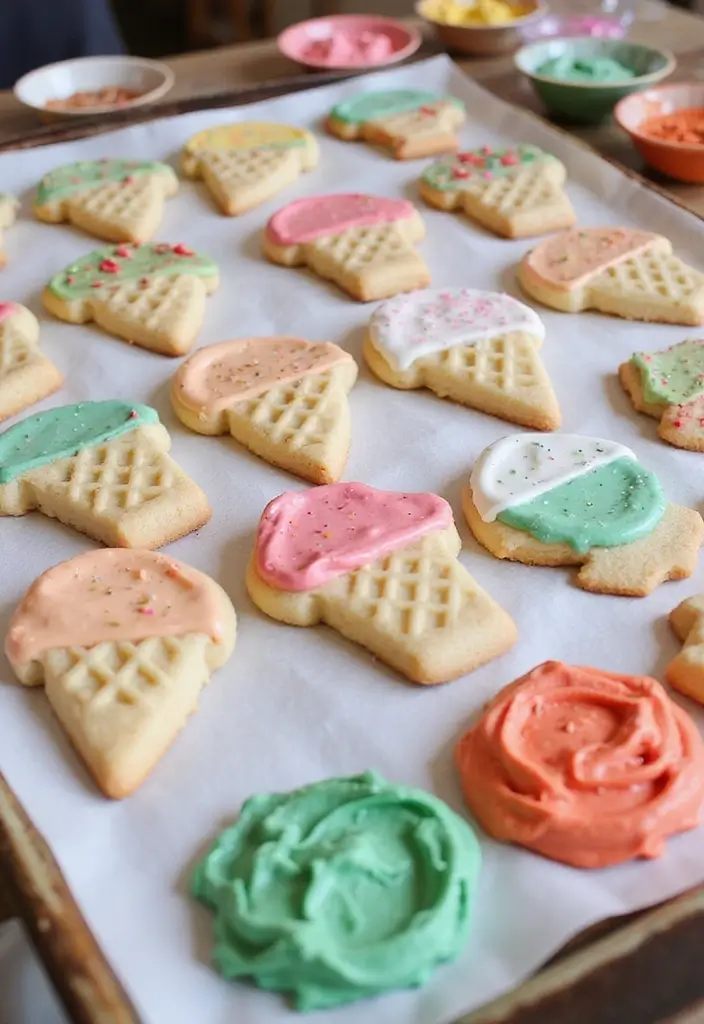 25+ Ice Cream Bridal Shower Ideas for a Sweet Summer Party - 23. Ice Cream Party Cookie Decorating