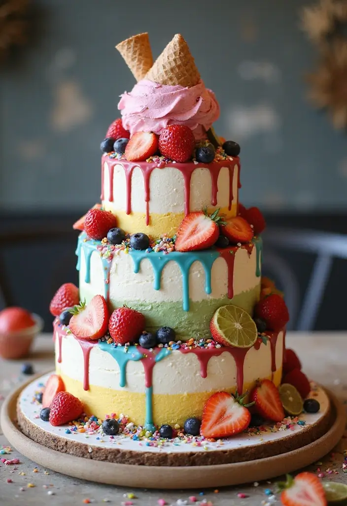 25+ Ice Cream Bridal Shower Ideas for a Sweet Summer Party - 8. Ice Cream Cake Design