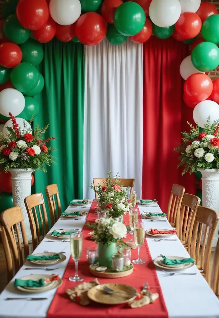 25+ Italian-Themed Bridal Shower Ideas for a Romantic Festa 22 25+ Italian-Themed Bridal Shower Ideas for a Romantic Festa - 4. Colorful Italian Flag Decor