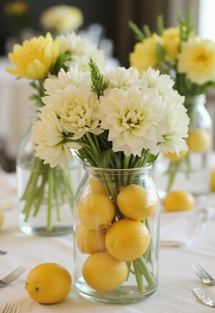 25+ Lemon-Themed Bridal Shower Ideas That Are Fresh and Fun 8 25+ Lemon-Themed Bridal Shower Ideas That Are Fresh and Fun - 2. Bright Lemon Centerpieces