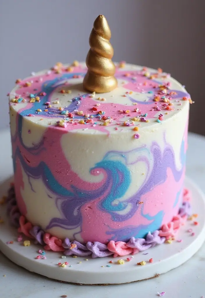 25+ Magical Unicorn Cake Ideas for Every Age 71 25+ Magical Unicorn Cake Ideas for Every Age - 11. Unicorn Rainbow Marble Cake