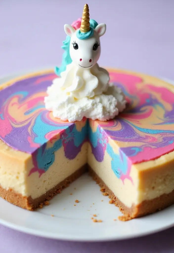 25+ Magical Unicorn Cake Ideas for Every Age 90 25+ Magical Unicorn Cake Ideas for Every Age - 14. Unicorn Marble Cheesecake