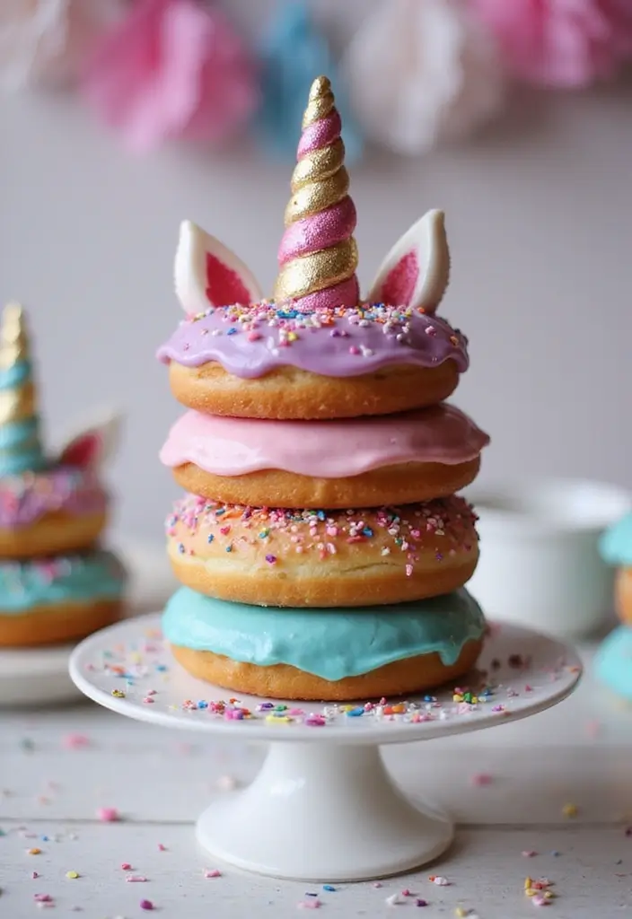 25+ Magical Unicorn Cake Ideas for Every Age 97 25+ Magical Unicorn Cake Ideas for Every Age - 15. Unicorn Doughnut Cake