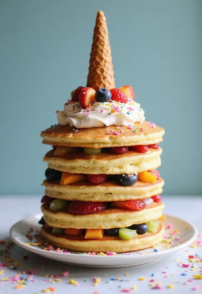 25+ Magical Unicorn Cake Ideas for Every Age 109 25+ Magical Unicorn Cake Ideas for Every Age - 17. Unicorn Pancake Cake