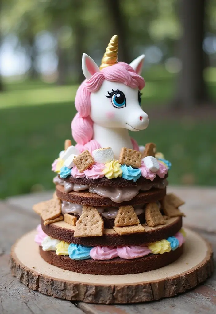 25+ Magical Unicorn Cake Ideas for Every Age 130 25+ Magical Unicorn Cake Ideas for Every Age - 20. Unicorn S'mores Cake