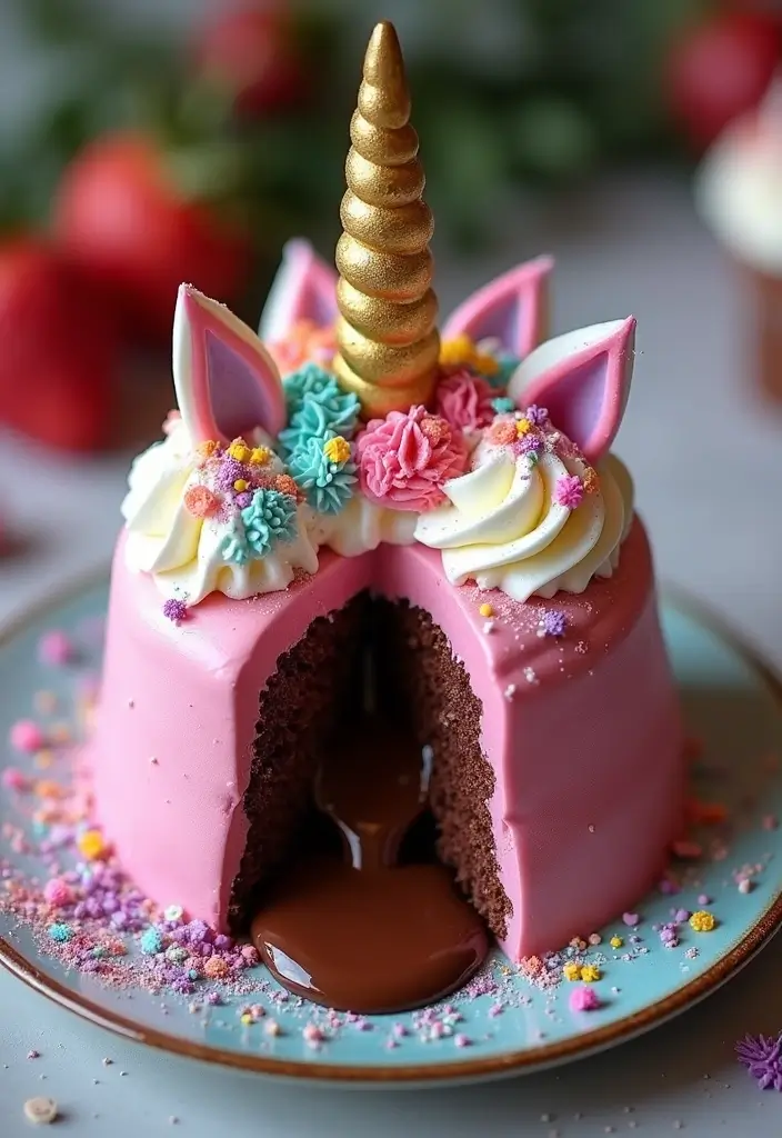 25+ Magical Unicorn Cake Ideas for Every Age 137 25+ Magical Unicorn Cake Ideas for Every Age - 21. Unicorn Lava Cake