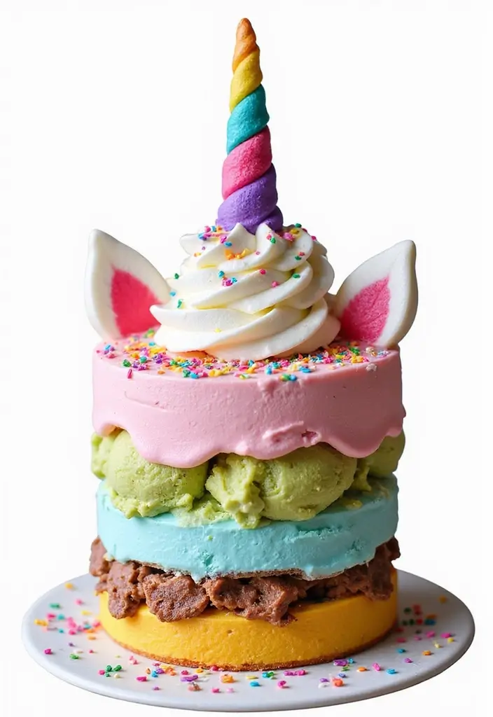 25+ Magical Unicorn Cake Ideas for Every Age 29 25+ Magical Unicorn Cake Ideas for Every Age - 5. Unicorn Ice Cream Cake