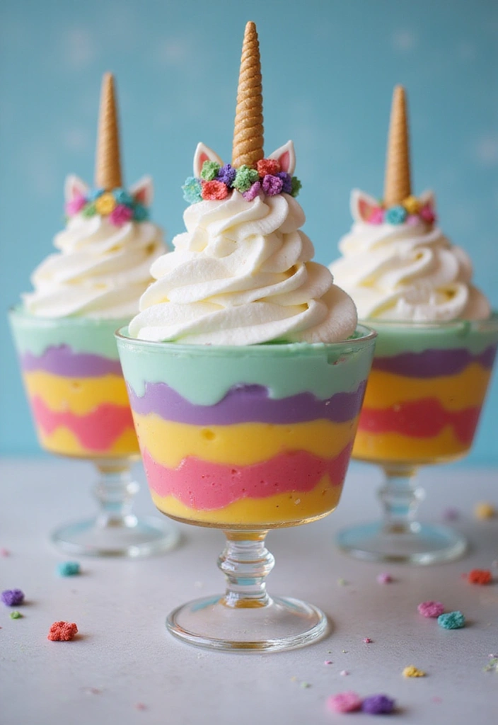 25+ Magical Unicorn Cake Ideas for Every Age 57 25+ Magical Unicorn Cake Ideas for Every Age - 9. Unicorn Layered Pudding Cake