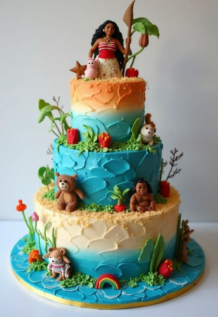25+ Moana Cake Ideas for a Tropical Island Vibe - 10. Moana Adventure Cake