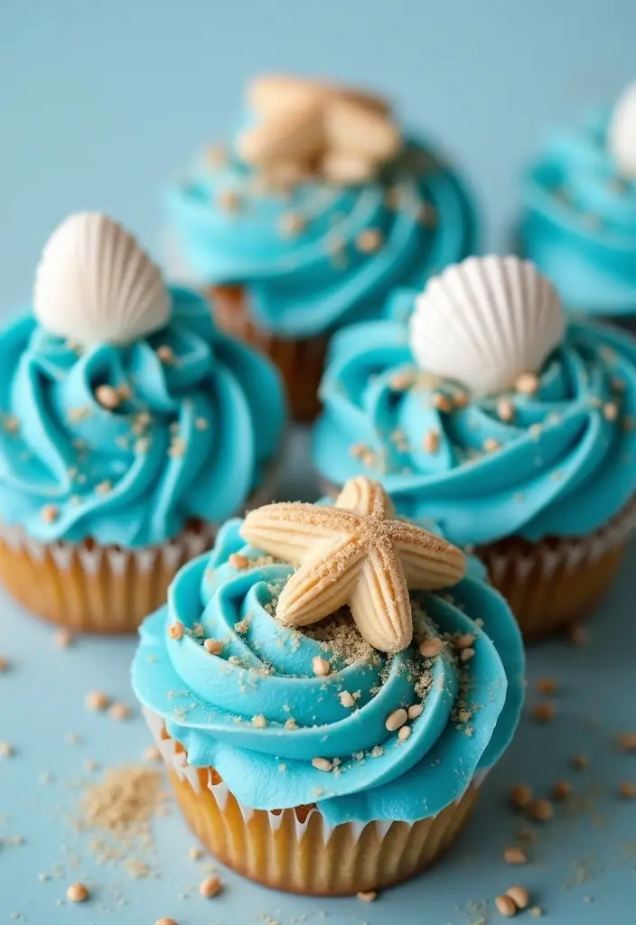 25+ Moana Cake Ideas for a Tropical Island Vibe - 12. Ocean-themed Mini Cakes