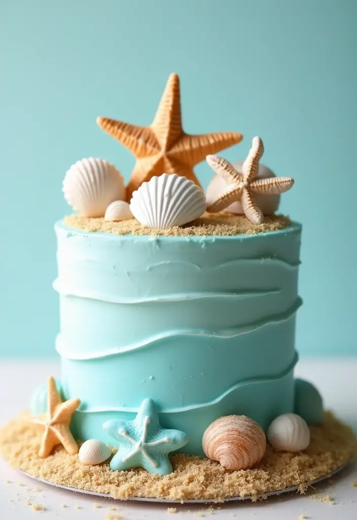 25+ Moana Cake Ideas for a Tropical Island Vibe - 15. Seashell and Starfish Cake