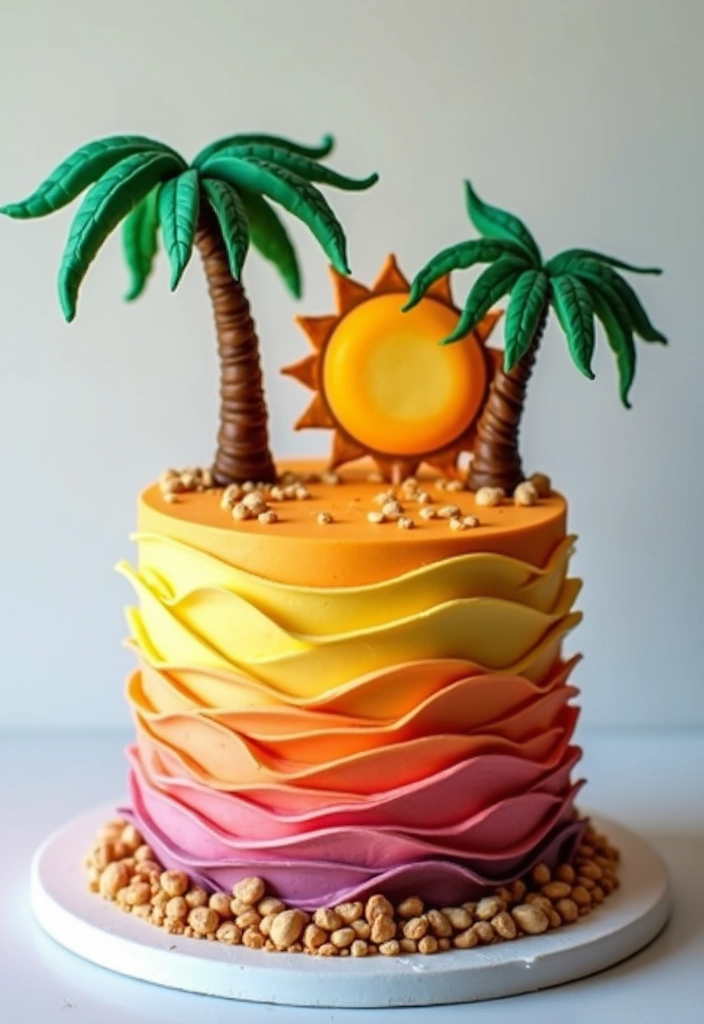 25+ Moana Cake Ideas for a Tropical Island Vibe - 16. Tropical Sunset Cake