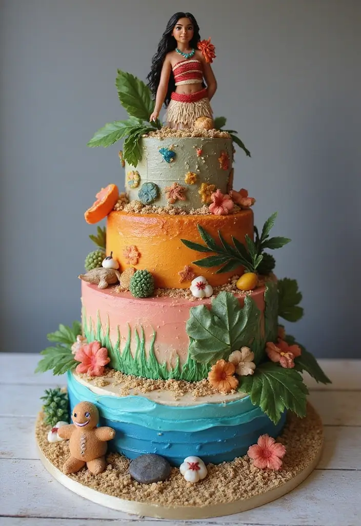25+ Moana Cake Ideas for a Tropical Island Vibe - 18. Moana's Journey Cake