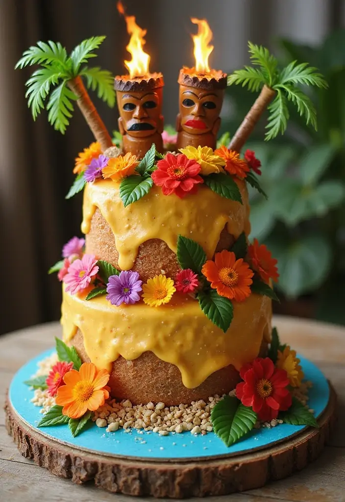 25+ Moana Cake Ideas for a Tropical Island Vibe - 19. Hawaiian Luau Cake