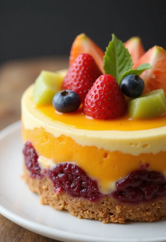 25+ Moana Cake Ideas for a Tropical Island Vibe - 20. Tropical Sunset Cheesecake