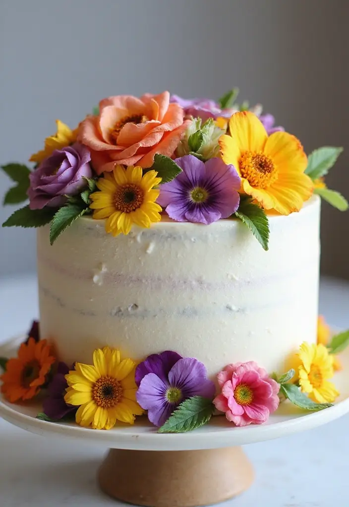 25+ Moana Cake Ideas for a Tropical Island Vibe - 21. Edible Flower Cake
