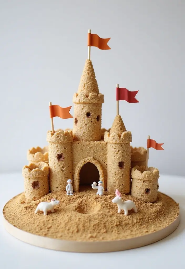 25+ Moana Cake Ideas for a Tropical Island Vibe - 3. Beach Sandcastle Cake