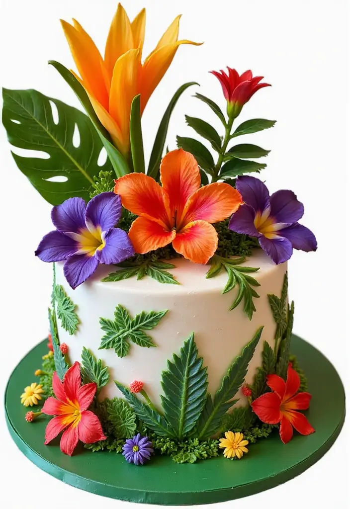 25+ Moana Cake Ideas for a Tropical Island Vibe - 4. Tropical Flower Cake