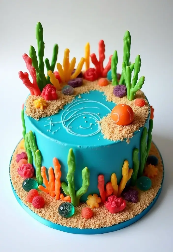 25+ Moana Cake Ideas for a Tropical Island Vibe - 7. Coral Reef Cake