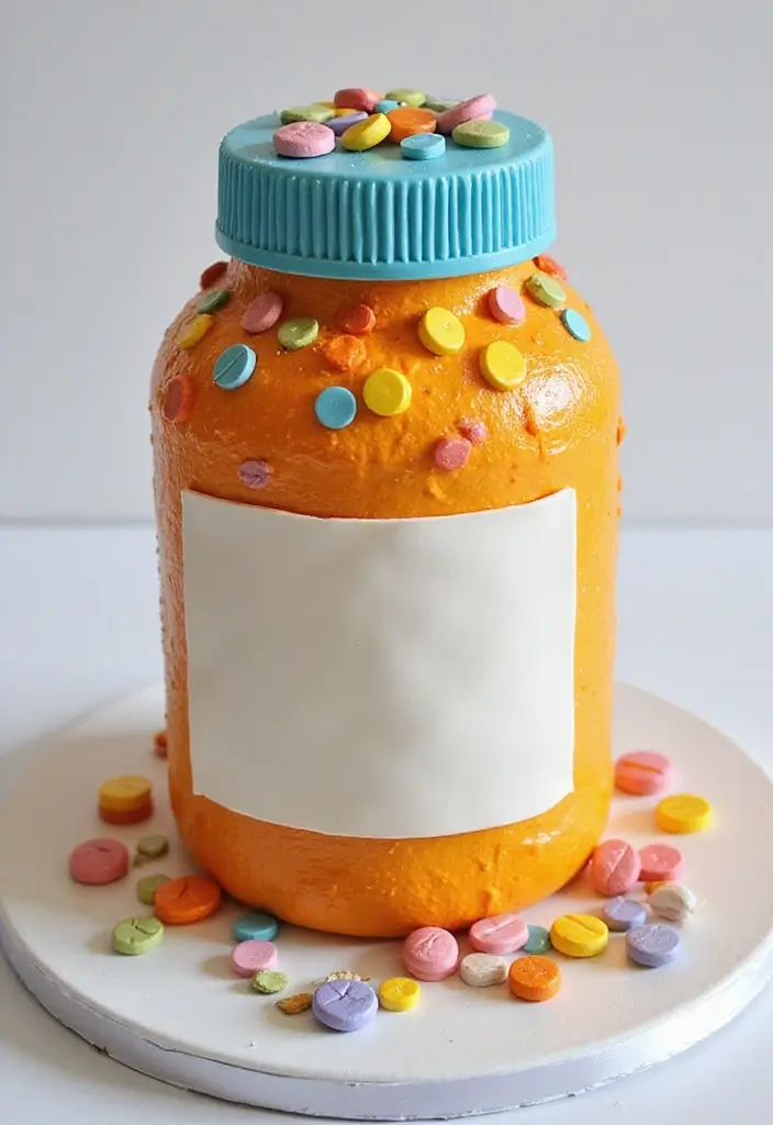 25+ Pharmacist Cake Ideas That Are Clever - 2. Pill Bottle Cake