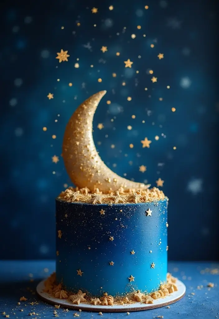 25+ Proposal Cake Ideas to Pop the Question Sweetly - 12. Starry Night Cake