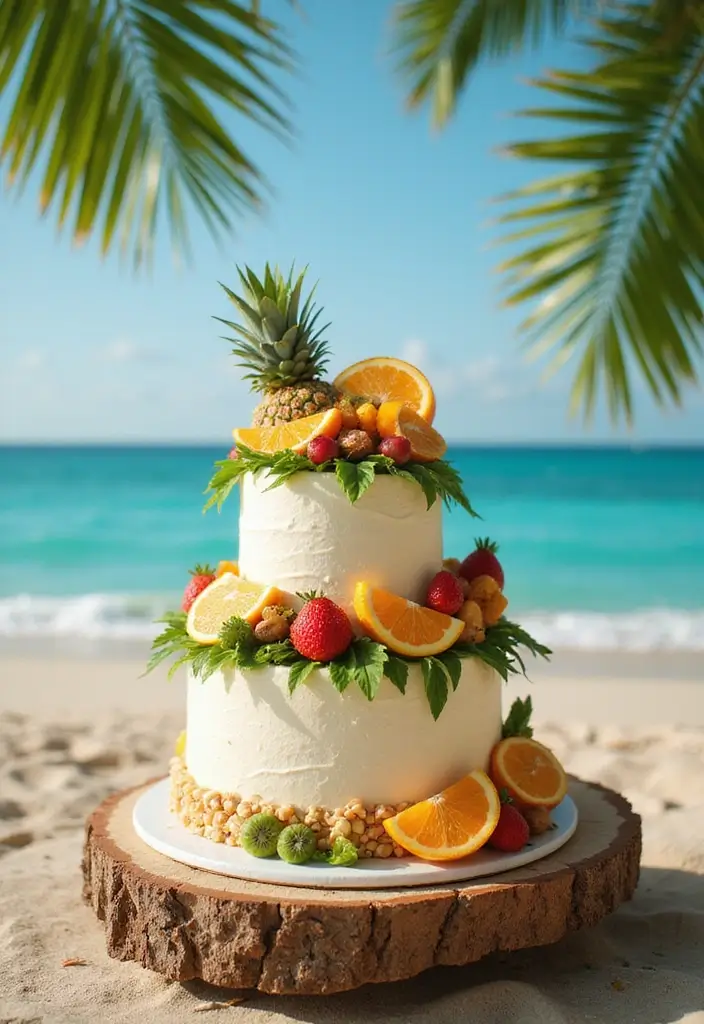 25+ Proposal Cake Ideas to Pop the Question Sweetly - 13. Tropical Paradise Cake