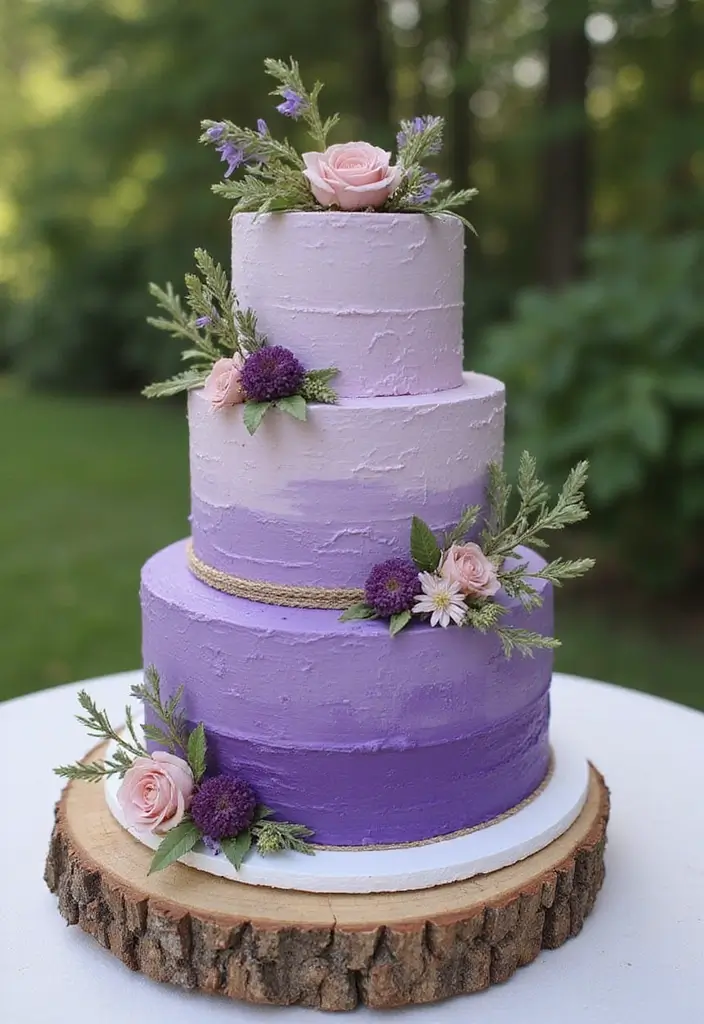 25+ Purple Wedding Cake Ideas That Are Royal and Romantic - 10. Rustic Purple Buttercream Cake